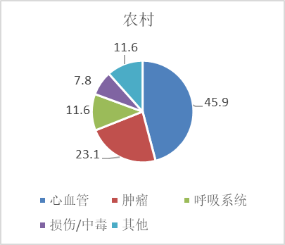 我國(guó)農(nóng)村居民主要疾病死亡構(gòu)成