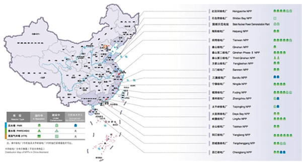 中國(guó)的新能源（核能、風(fēng)能、太陽(yáng)能）產(chǎn)業(yè)分布圖